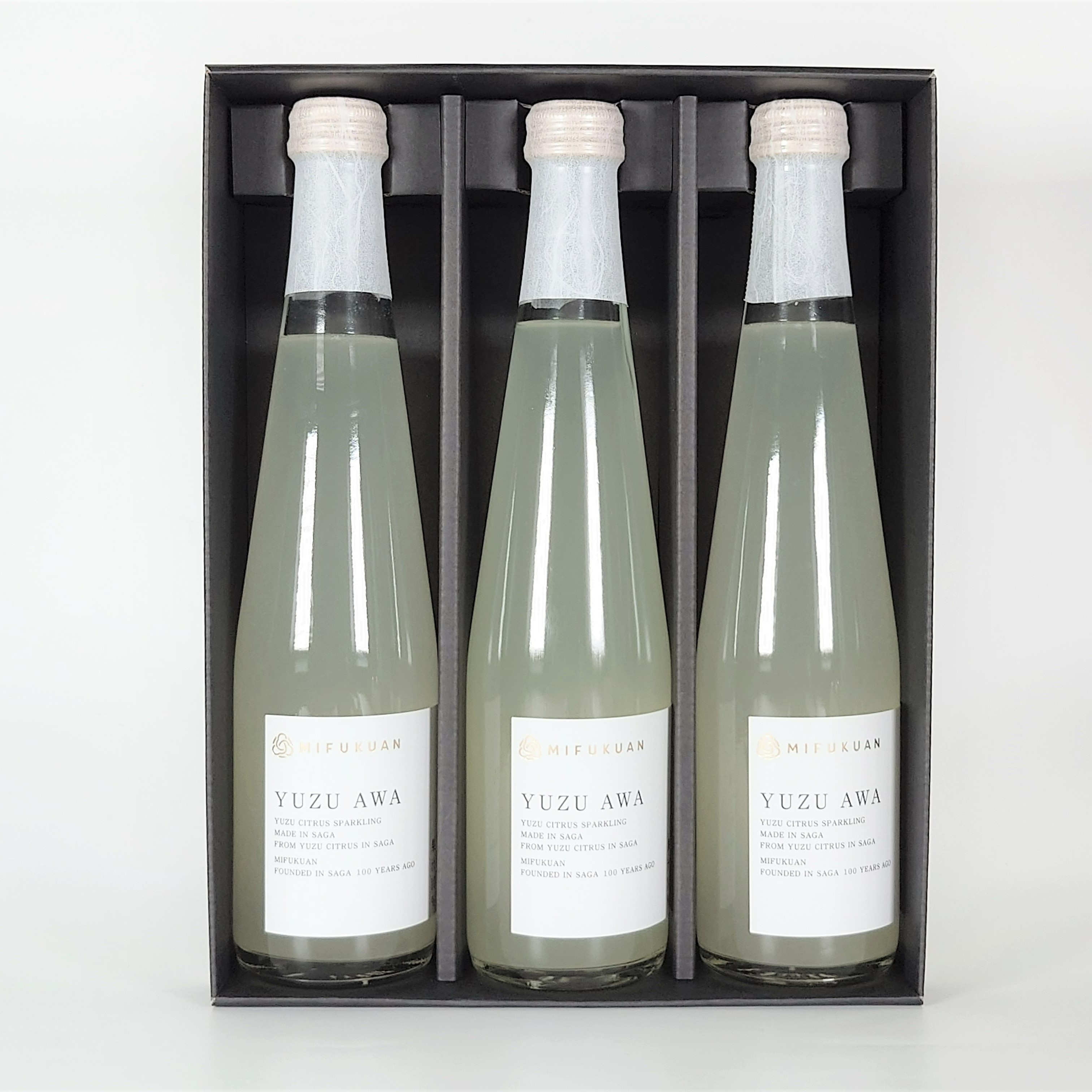 Yuzu Awa　ゆず果汁入り飲料（炭酸ガス入り）3本セットギフトSHIRO箱入